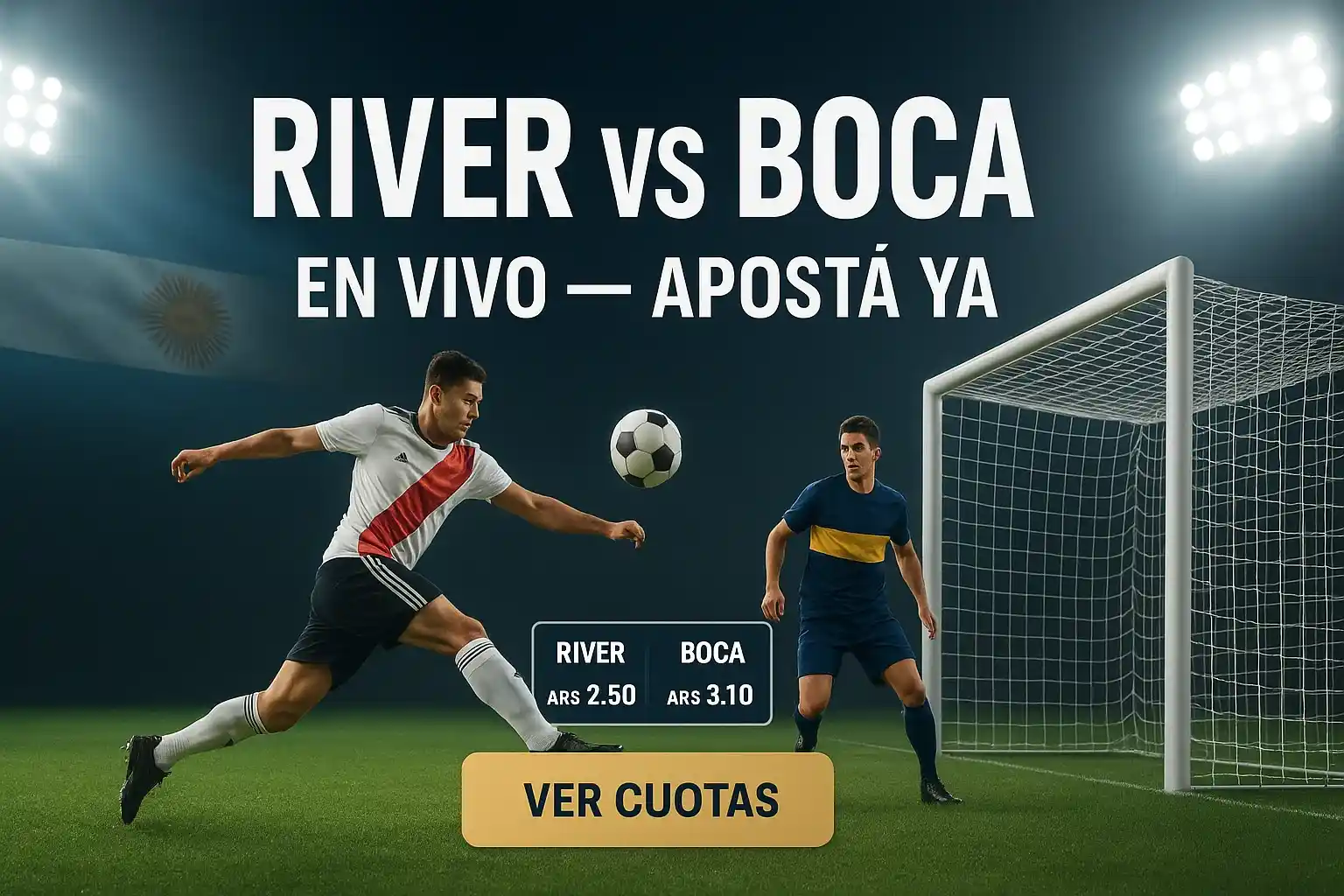 Banner casino con River vs Boca en vivo, apostá ya y ver cuotas